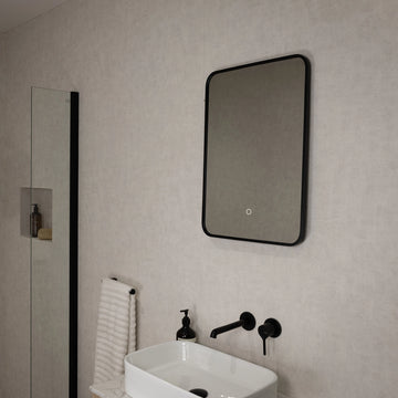 Oslo Matt Black LED Curved Bathroom Mirror 400 x 600mm