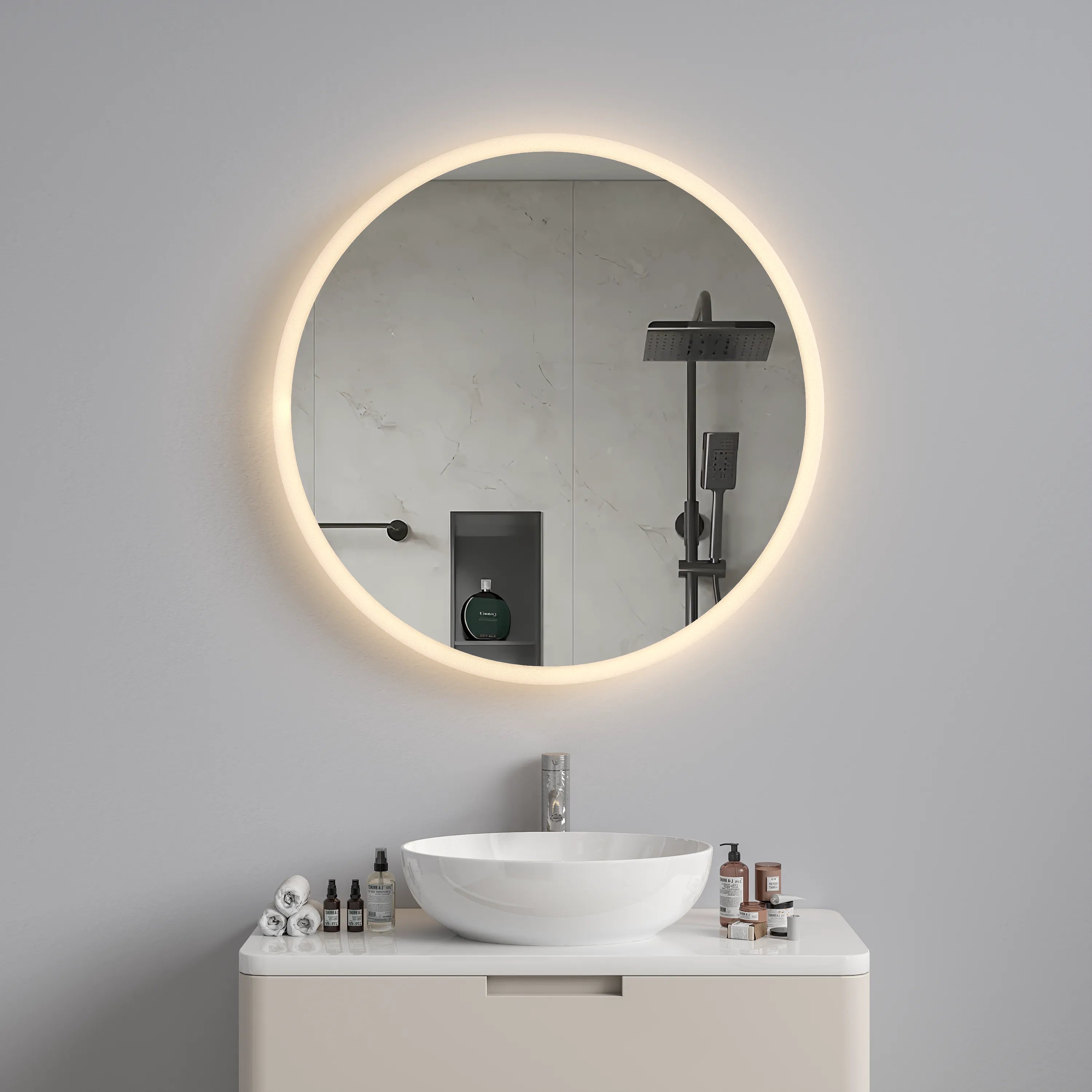 Cypress Round Battery LED Bathroom Mirror #size_600mm