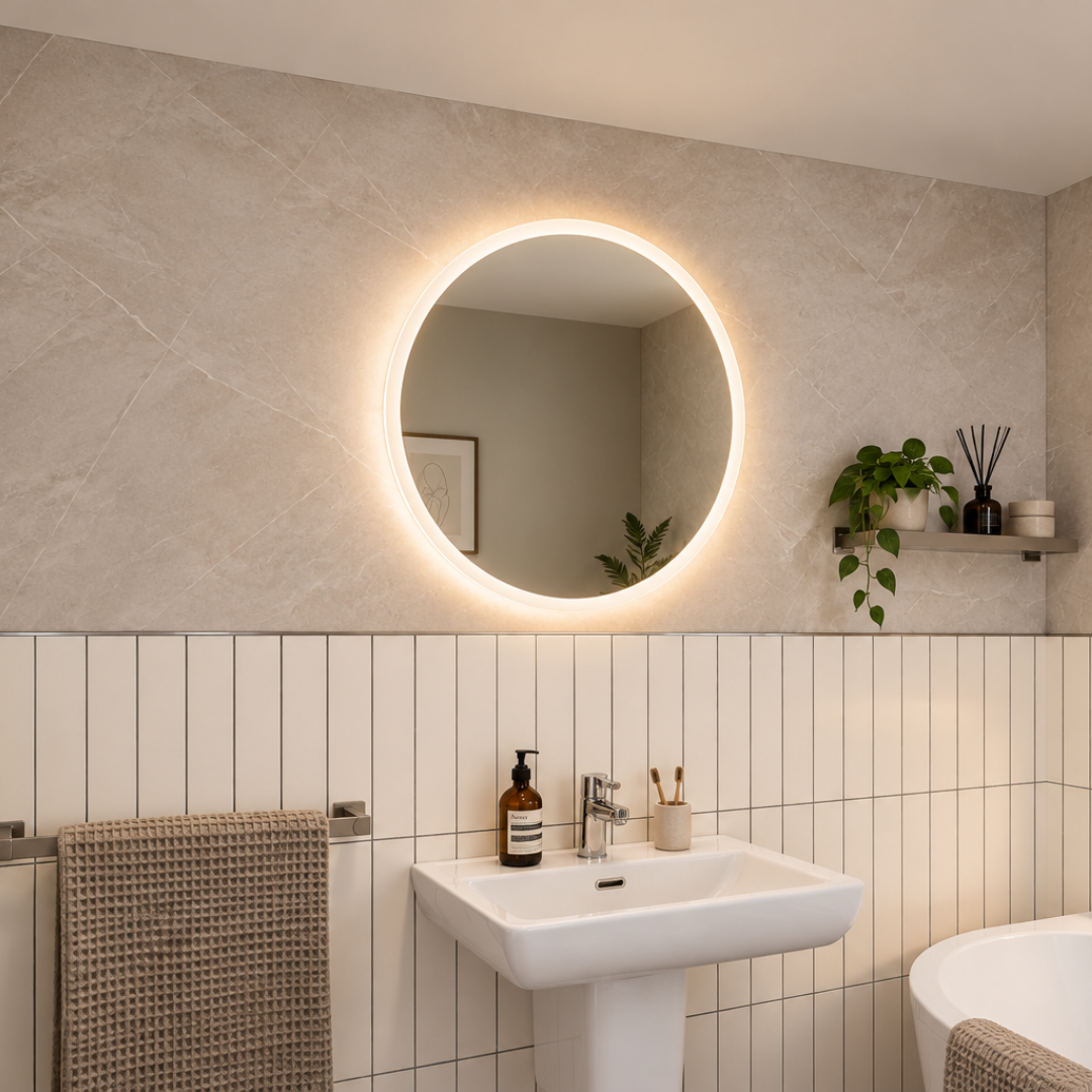 Cypress Round Battery LED Bathroom Mirror #size_600mm