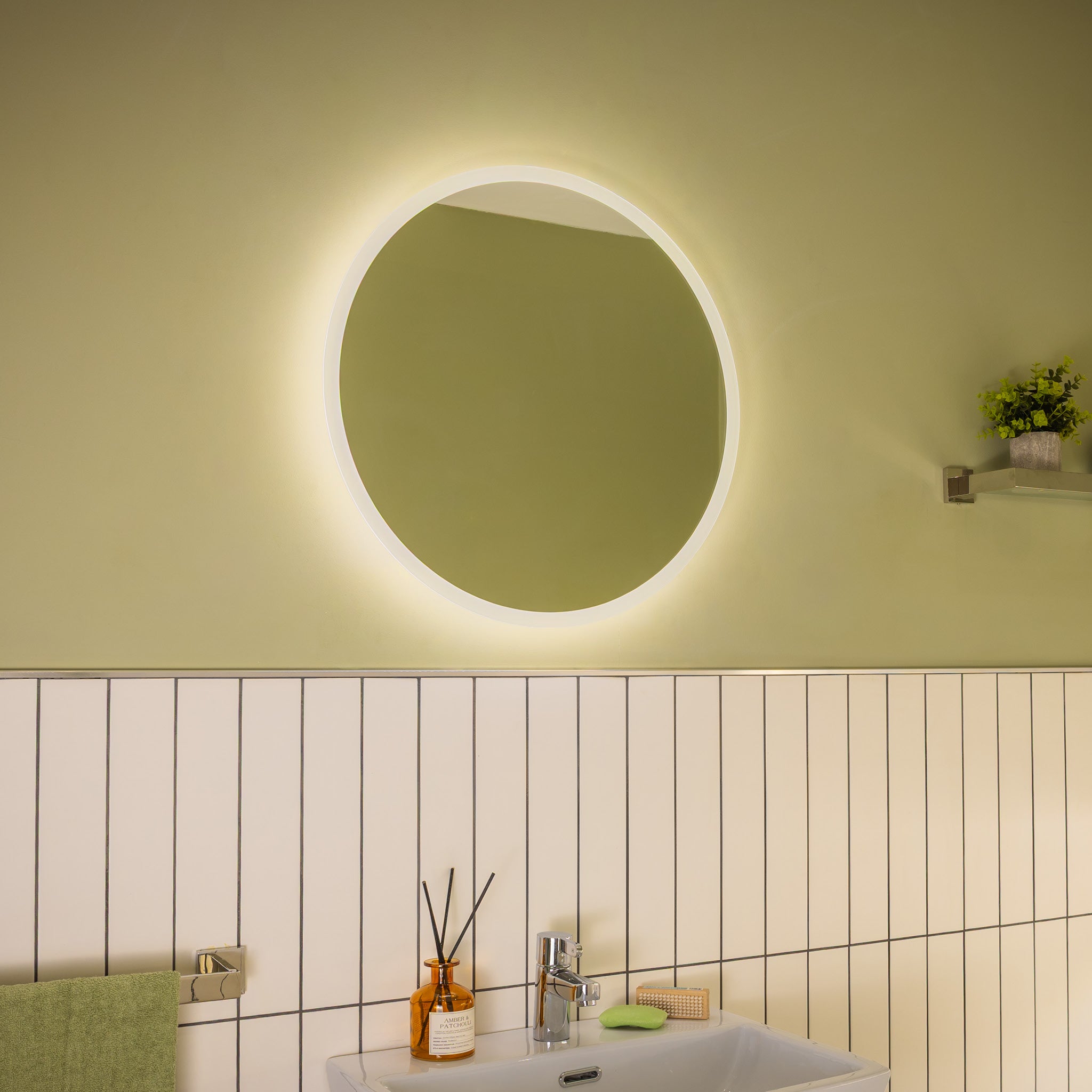 Cypress Round Battery LED Bathroom Mirror #size_600mm
