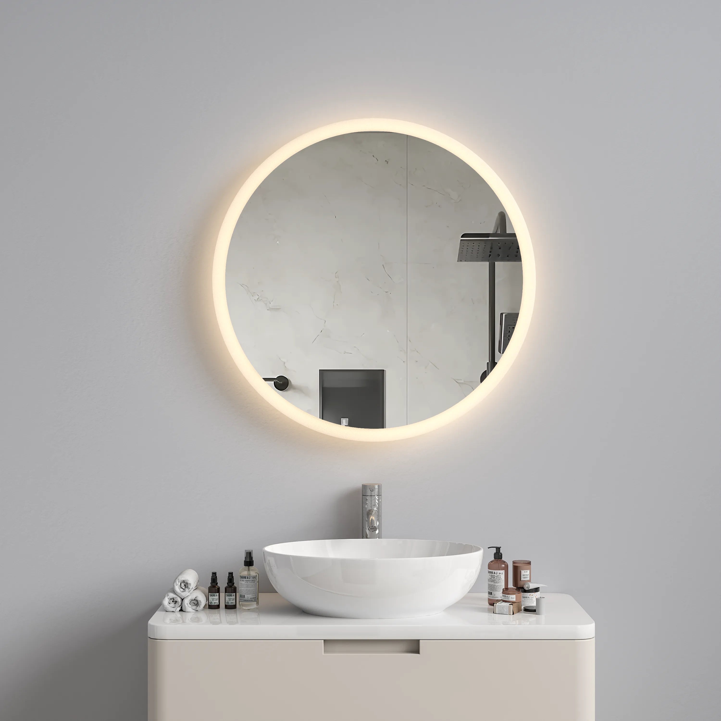 Cypress Round Battery LED Bathroom Mirror #size_500mm