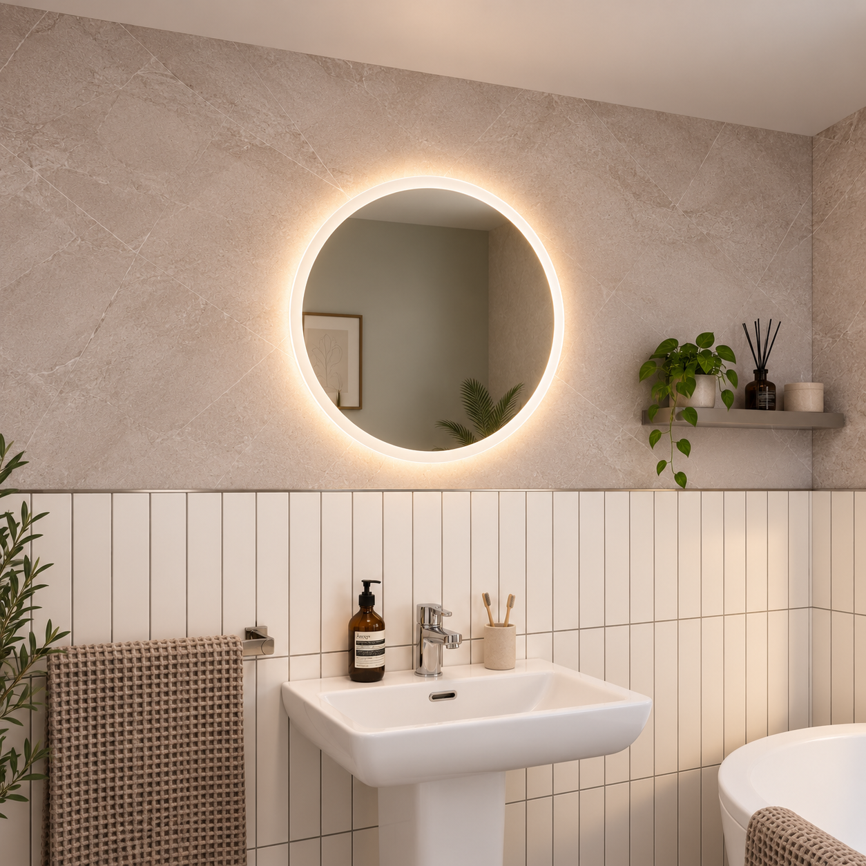 Cypress Round Battery LED Bathroom Mirror #size_500mm