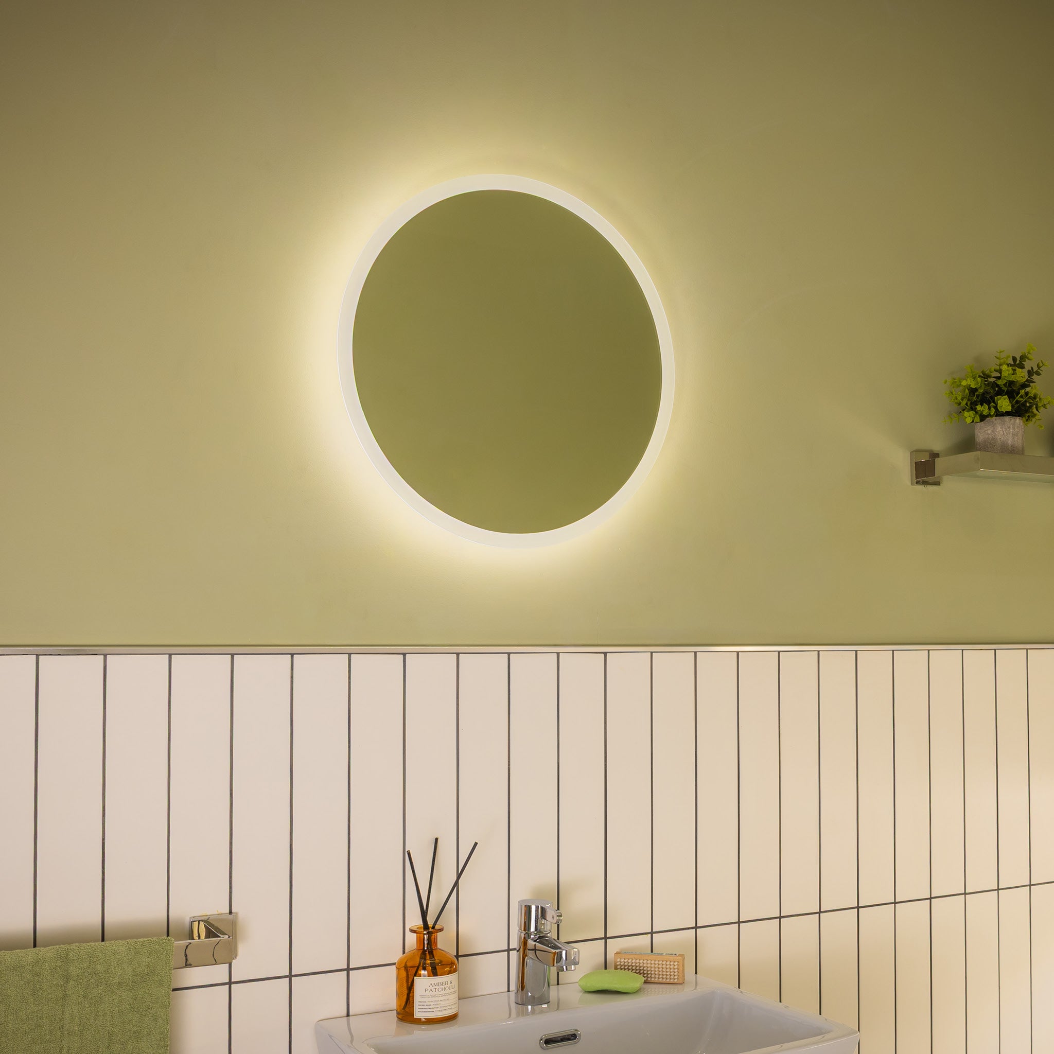 Cypress Round Battery LED Bathroom Mirror #size_500mm