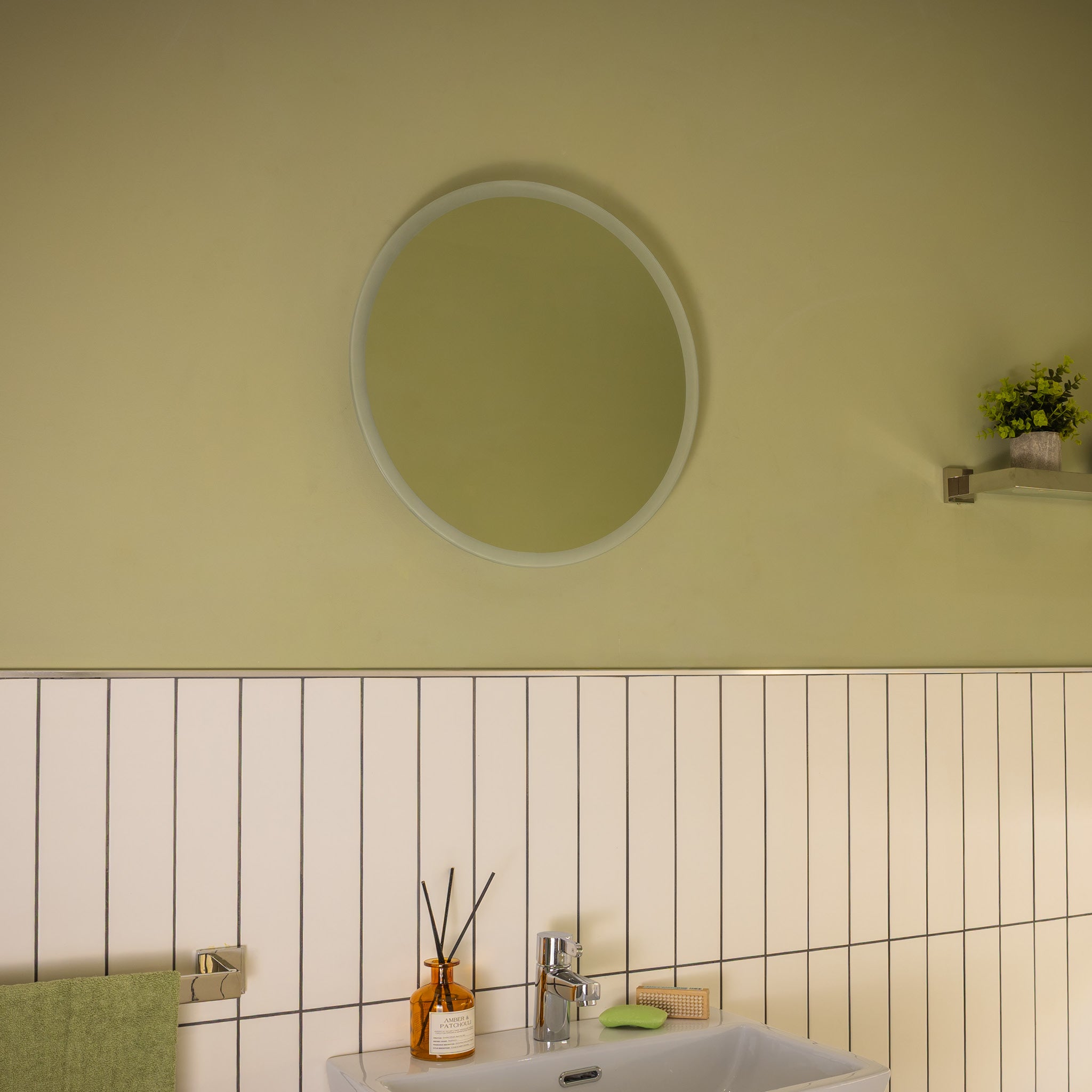 Cypress Round Battery LED Bathroom Mirror #size_500mm