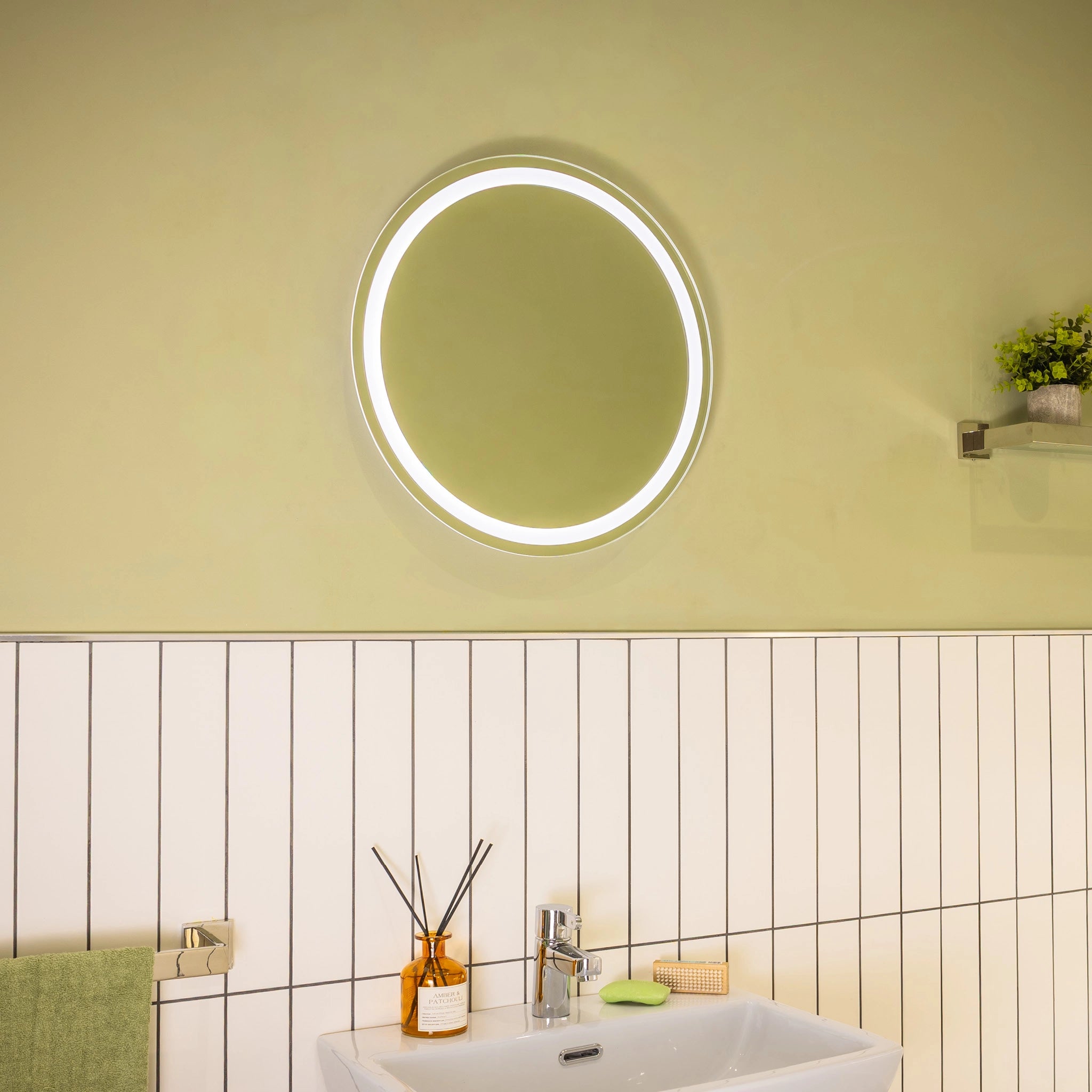 Laurel Round Battery LED Bathroom Mirror #size_500mm