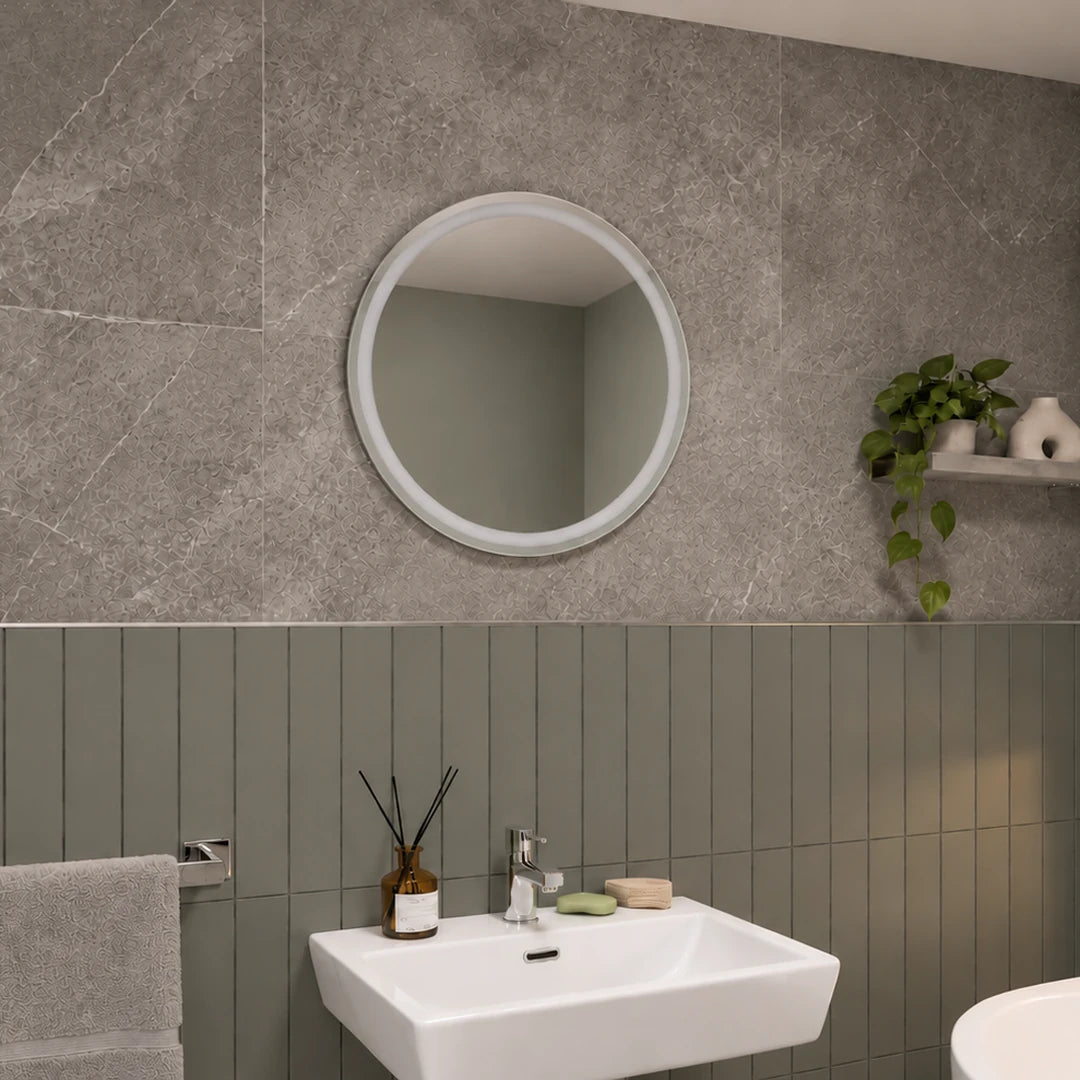 Laurel Round Battery LED Bathroom Mirror #size_500mm