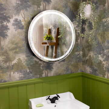 Nocturne Round Black LED Bathroom Mirror Cabinet #size_500mm