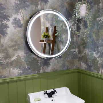 Nocturne Round Black LED Bathroom Mirror Cabinet #size_600mm