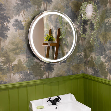 Nocturne Round Black LED Bathroom Mirror Cabinet #size_600mm