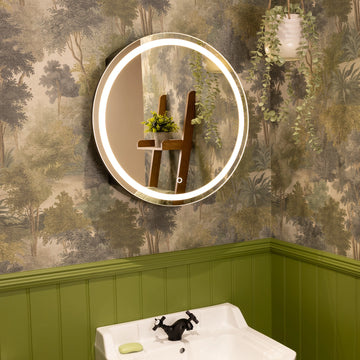 Nocturne Round Black LED Bathroom Mirror Cabinet #size_500mm