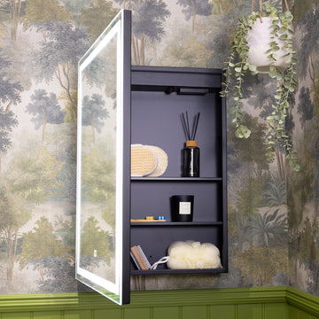 Nocturne Black LED Bathroom Mirror Cabinet #size_400mm-x-600mm