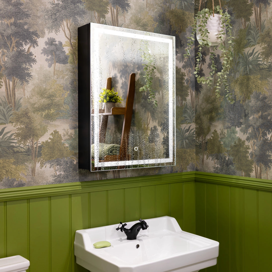 Nocturne Black LED Bathroom Mirror Cabinet #size_400mm-x-600mm