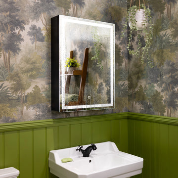 Nocturne Black LED Bathroom Mirror Cabinet #size_400mm-x-600mm