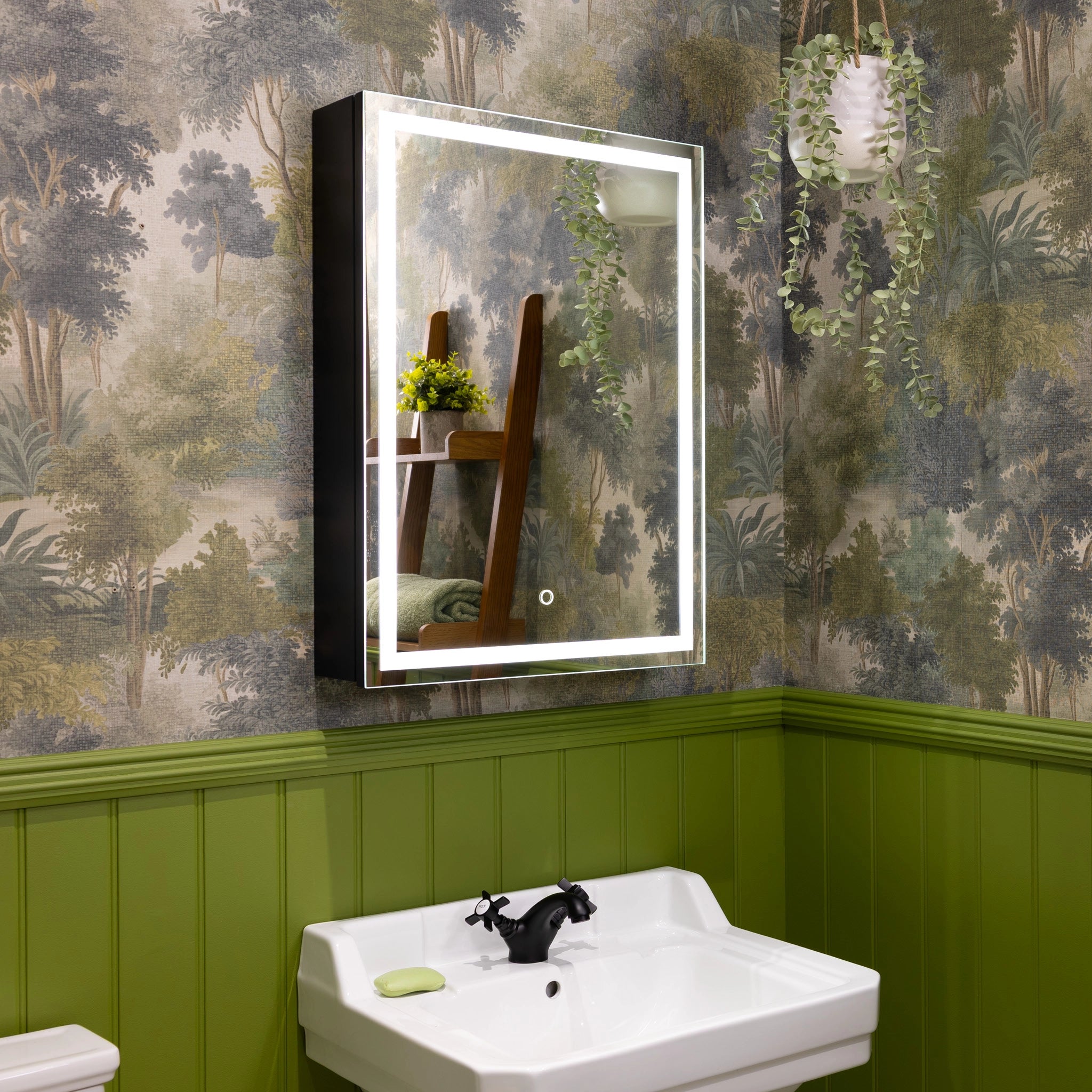 Nocturne Black LED Bathroom Mirror Cabinet #size_500mm-x-700mm