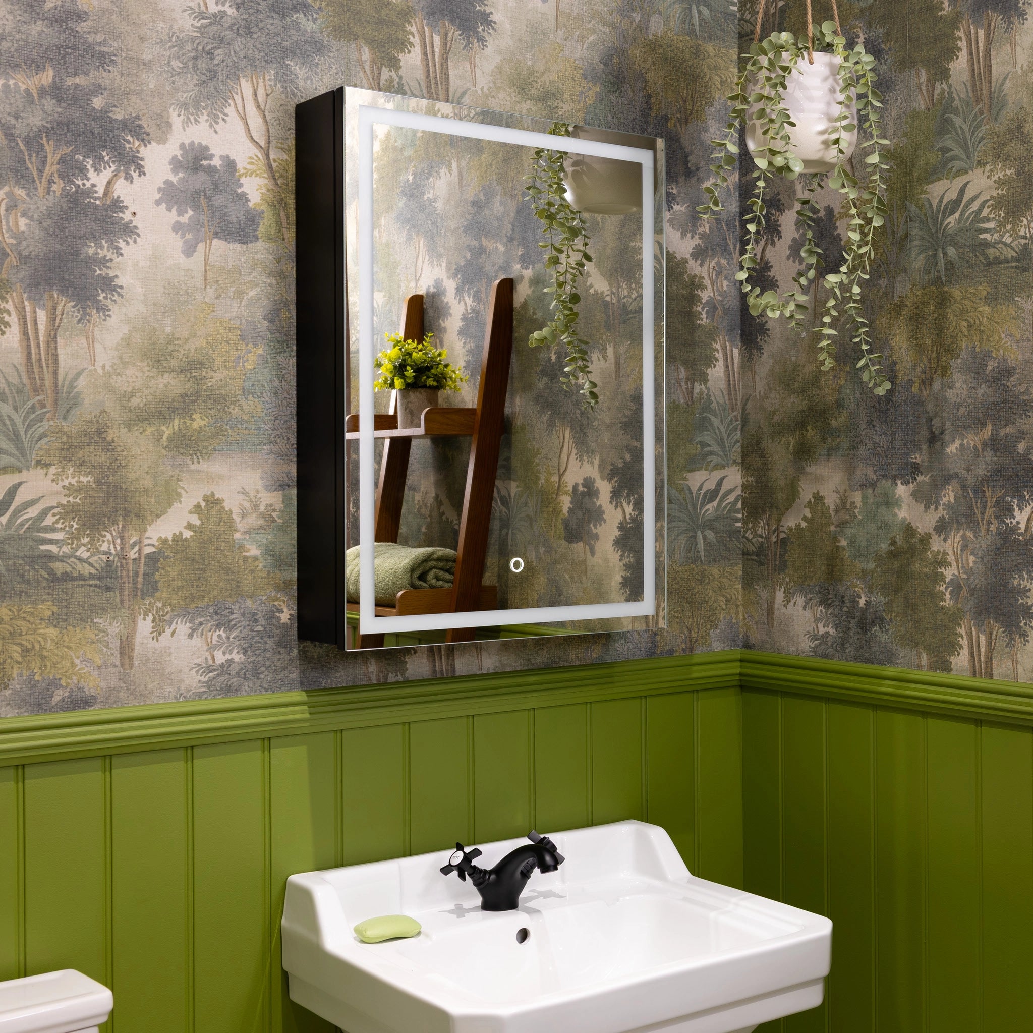 Nocturne Black LED Bathroom Mirror Cabinet #size_500mm-x-700mm