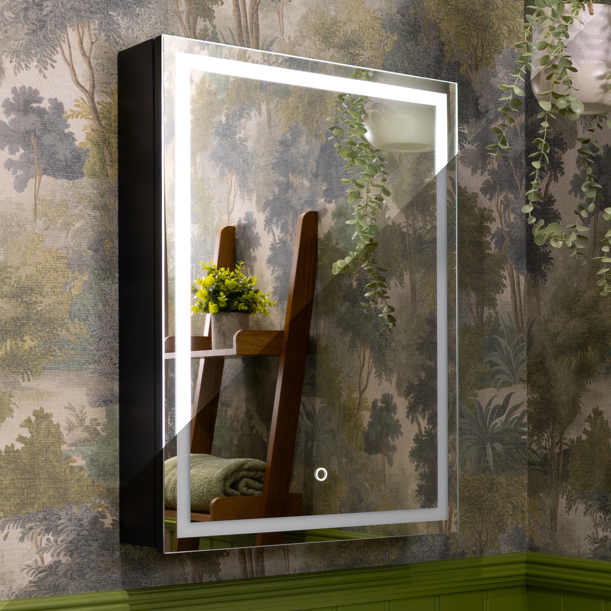 Nocturne Black LED Bathroom Mirror Cabinet #size_400mm-x-600mm