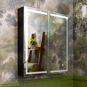Nocturne Black LED Bathroom Mirror Cabinet #size_600mm-x-700mm