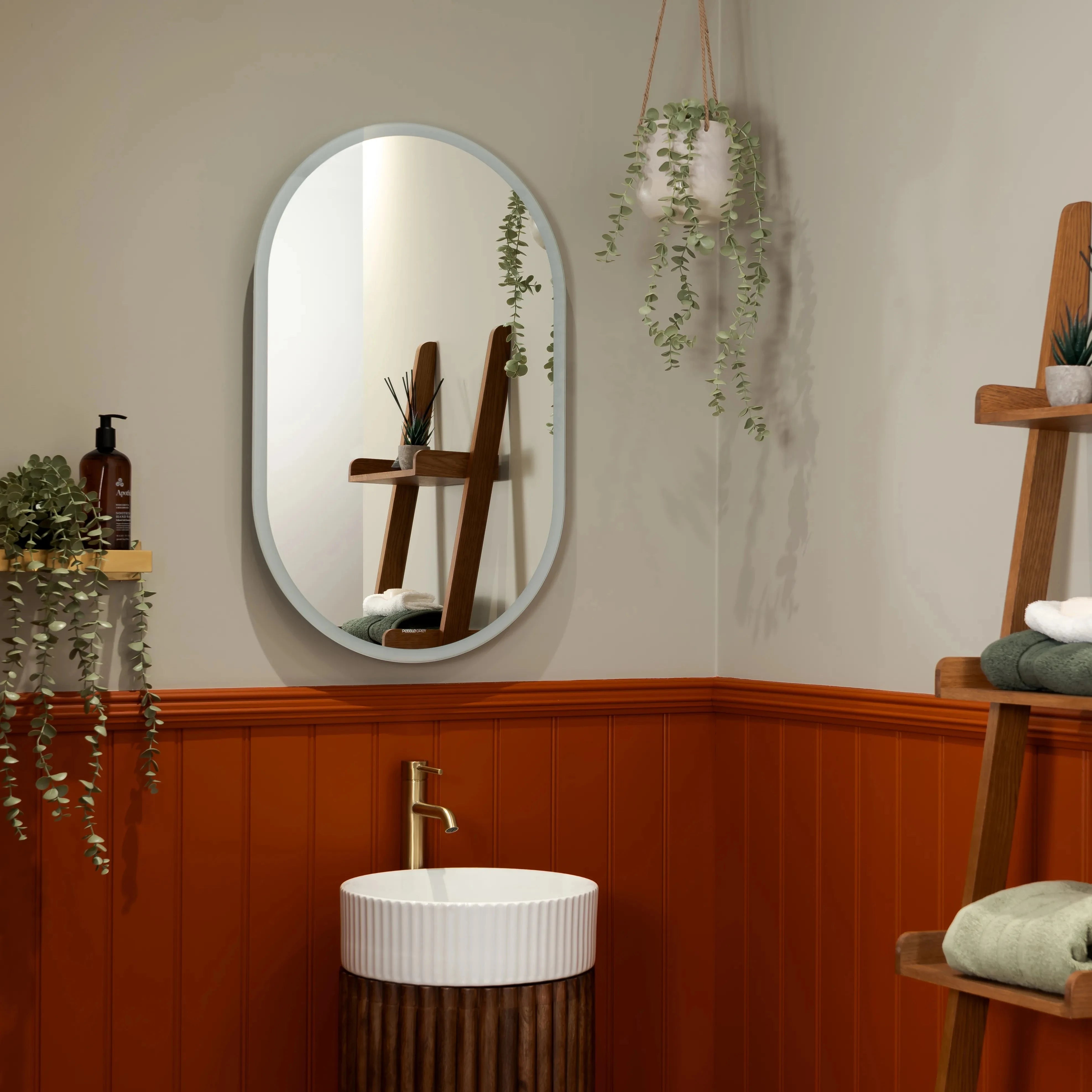 Verve Pill-Shaped Lithium-Ion Battery LED Mirror