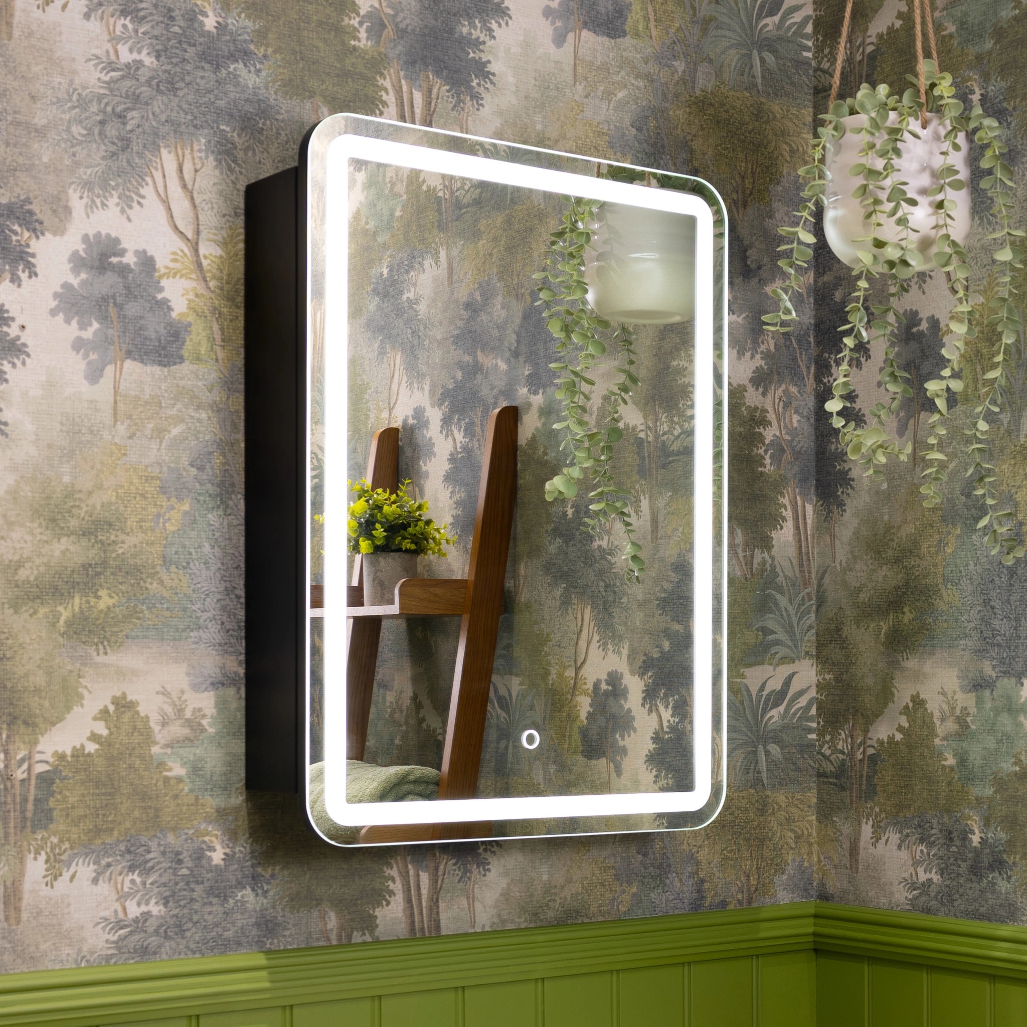 Nocturne Curve Black LED Bathroom Mirror Cabinet #size_500mm-x-700mm