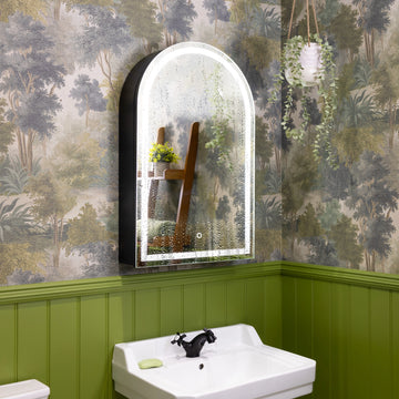 Nocturne Arch Black LED Bathroom Mirror Cabinet