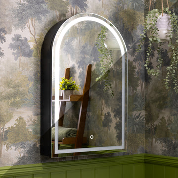Nocturne Arch Black LED Bathroom Mirror Cabinet