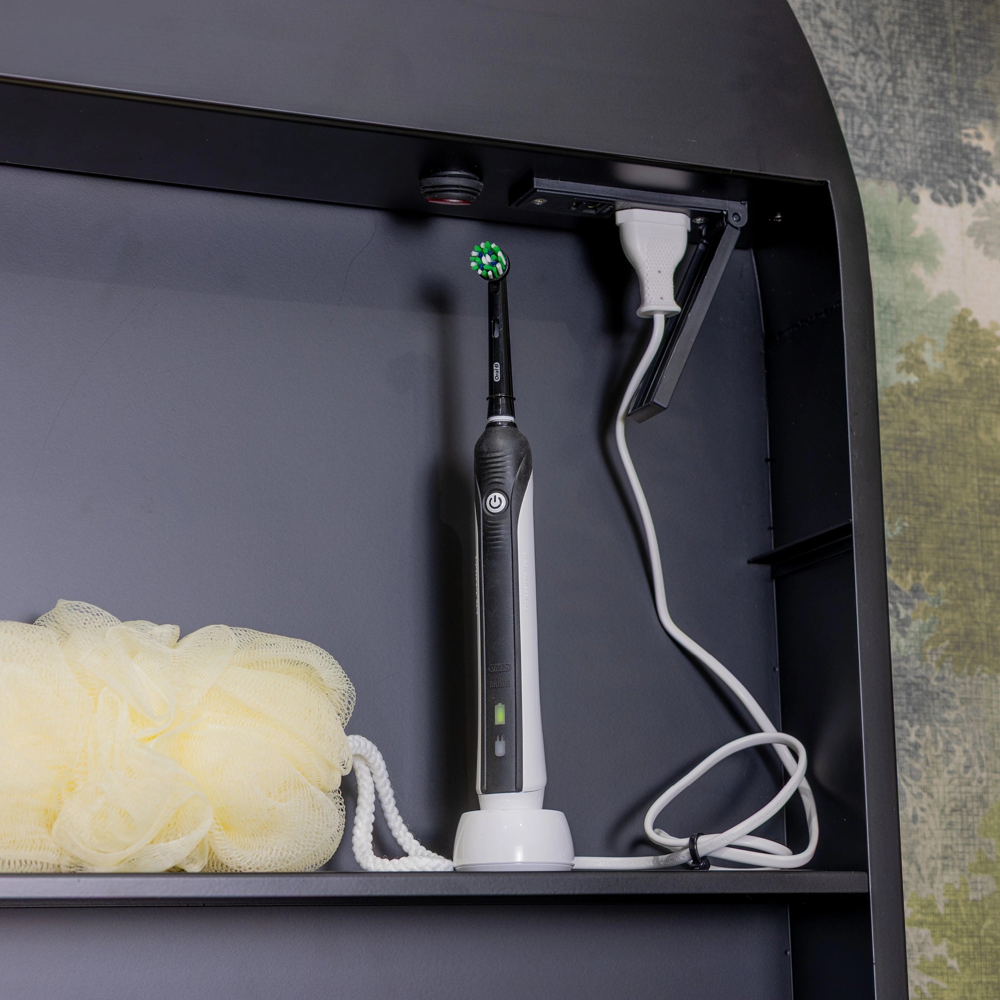 Nocturne Arch Black LED Bathroom Mirror Cabinet