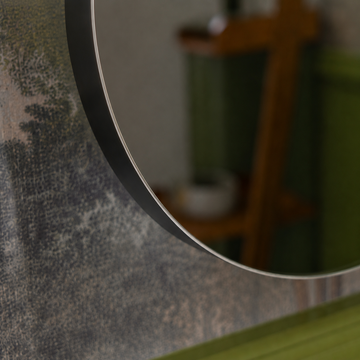 Umbra Round Matt Black Bathroom Mirror Cabinet 600mm