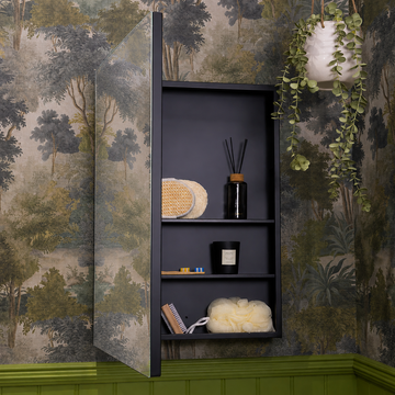 Umbra Rectangular Matt Black Bathroom Mirror Cabinet 500 x 700mm
