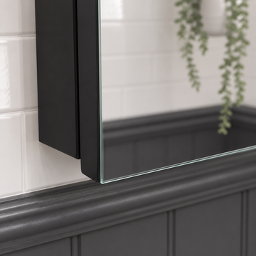 Umbra Rectangular Matt Black Bathroom Mirror Cabinet 500 x 700mm