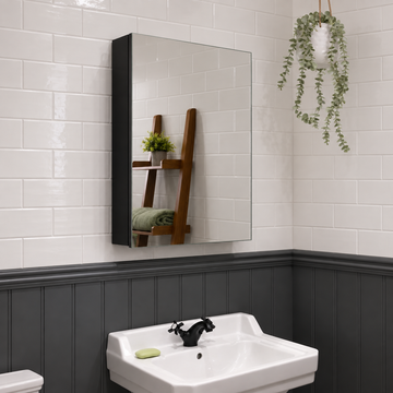 Umbra Rectangular Matt Black Bathroom Mirror Cabinet 500 x 700mm