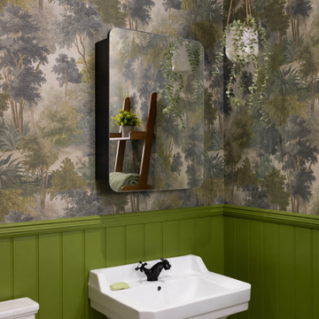 Umbra Curved Matt Black Bathroom Mirror Cabinet 500 x 700mm