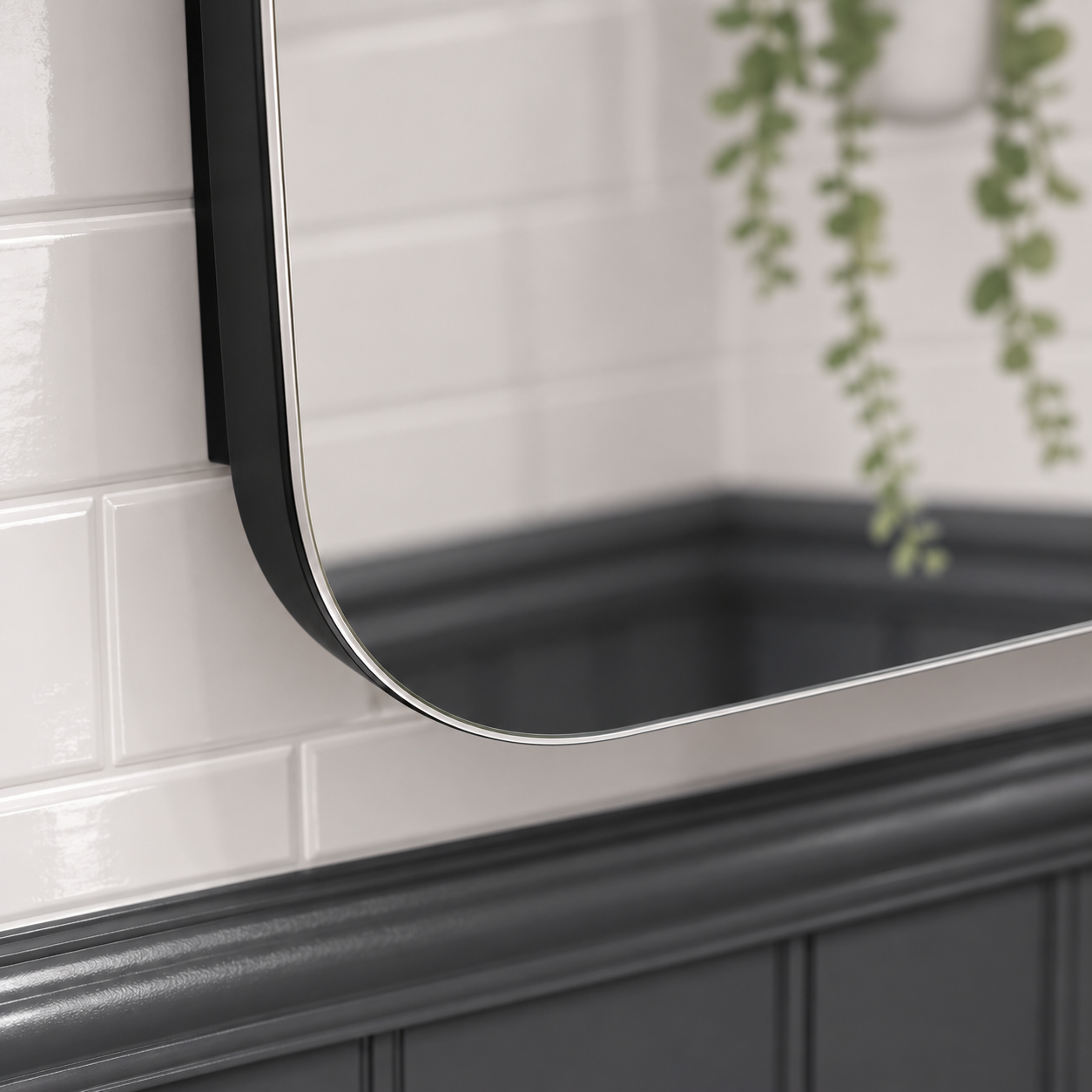 Umbra Curved Matt Black Bathroom Mirror Cabinet 500 x 700mm