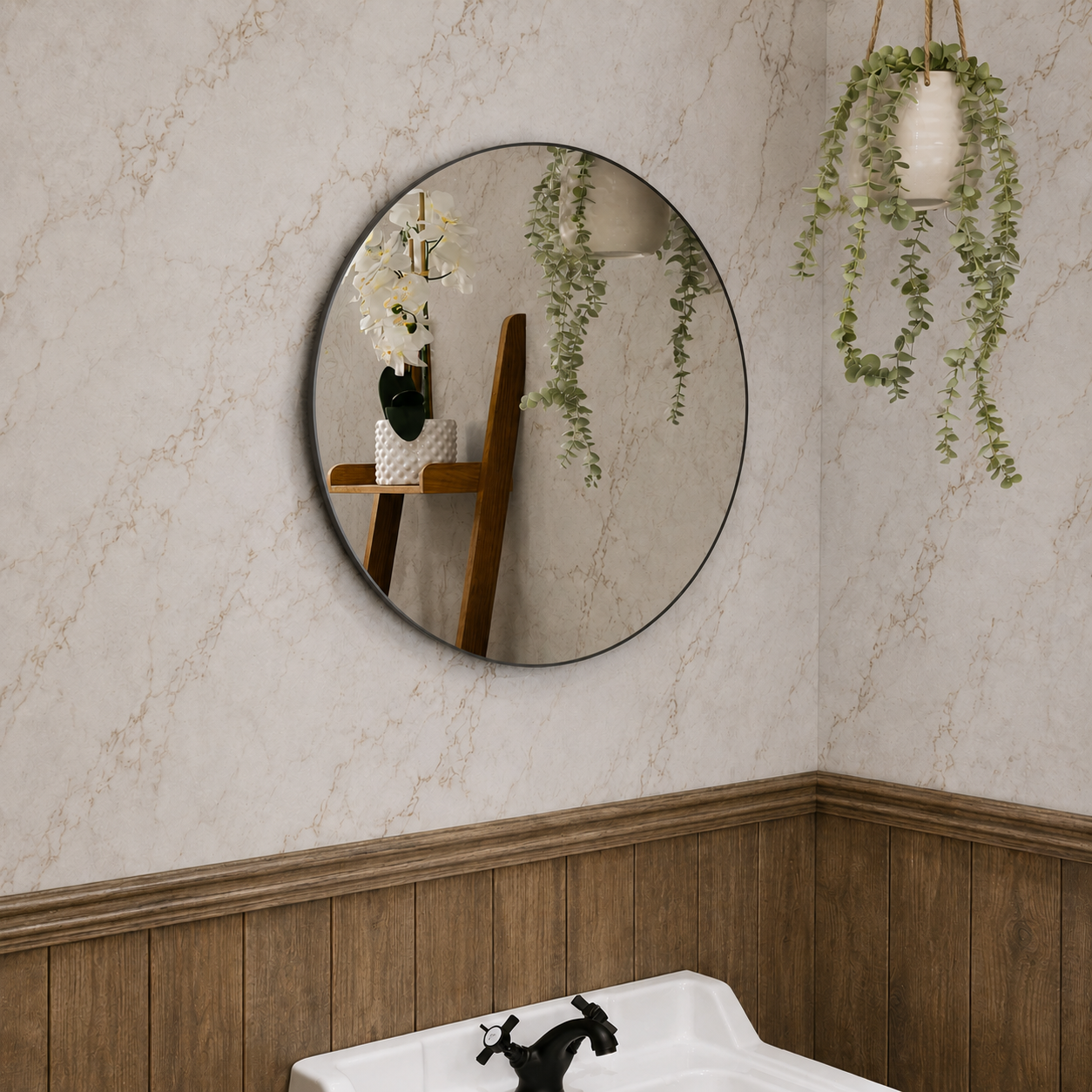 Halo Round Battery-Operated LED Bathroom Mirror 600mm