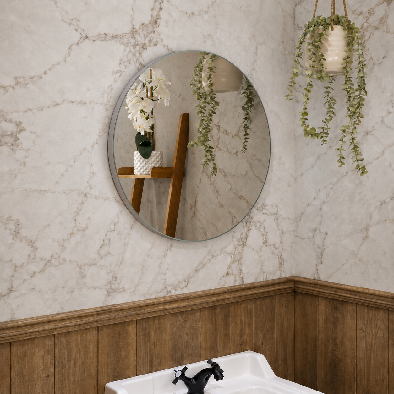 Halo Round Rechargeable Battery-Operated LED Bathroom Mirror 600mm