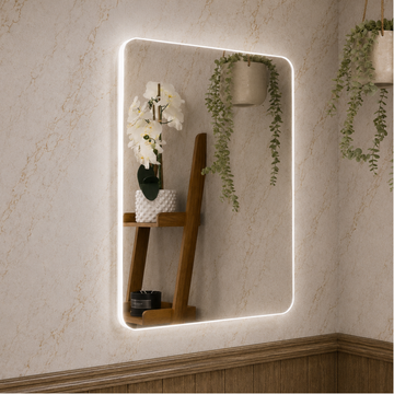 Halo Curved Rechargeable Battery-Operated LED Bathroom Mirror 500 x 700mm