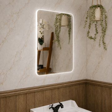 Halo Curved Rechargeable Battery-Operated LED Bathroom Mirror 500 x 700mm