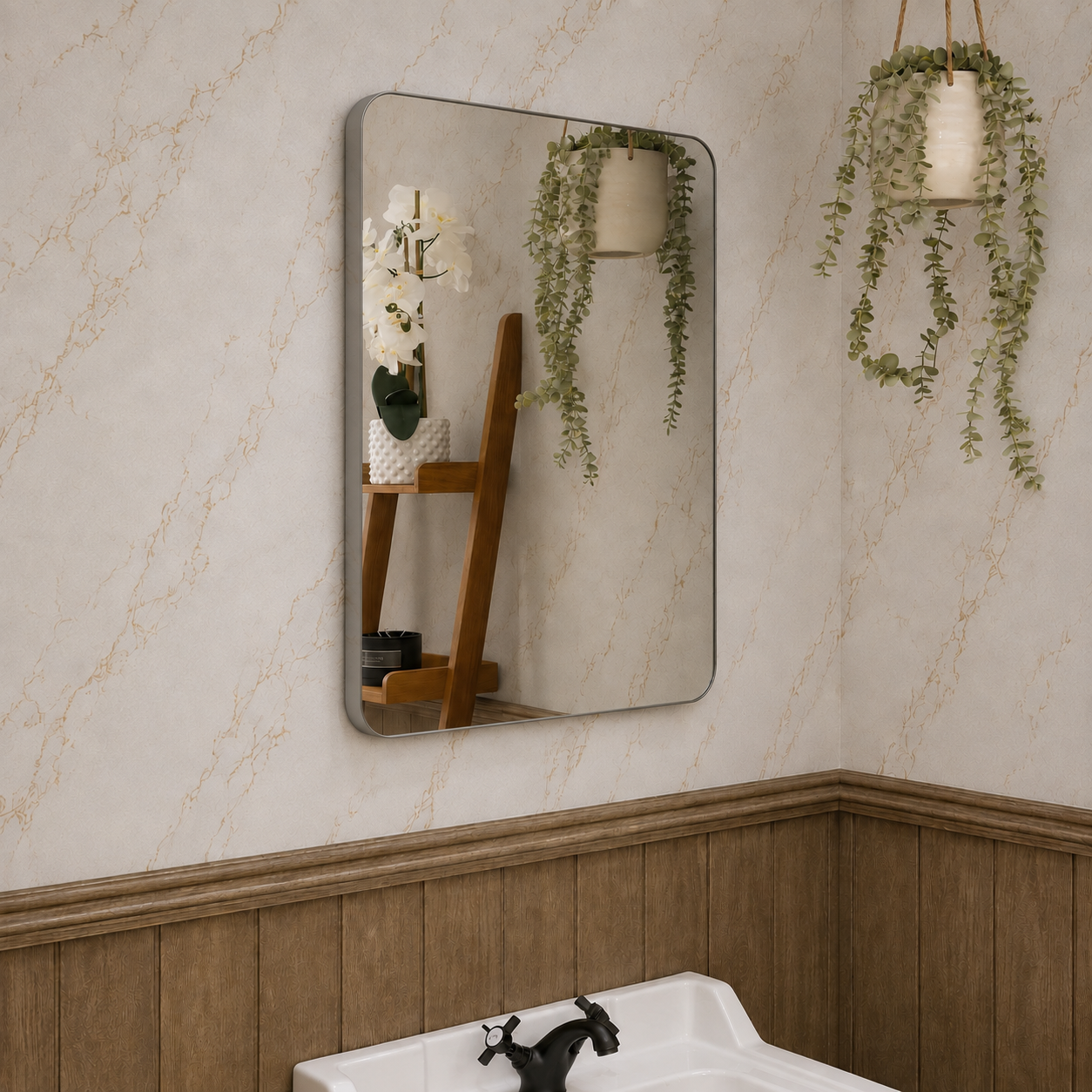Halo Curved Rechargeable Battery-Operated LED Bathroom Mirror 500 x 700mm
