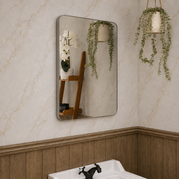 Halo Curved Rechargeable Battery-Operated LED Bathroom Mirror 500 x 700mm