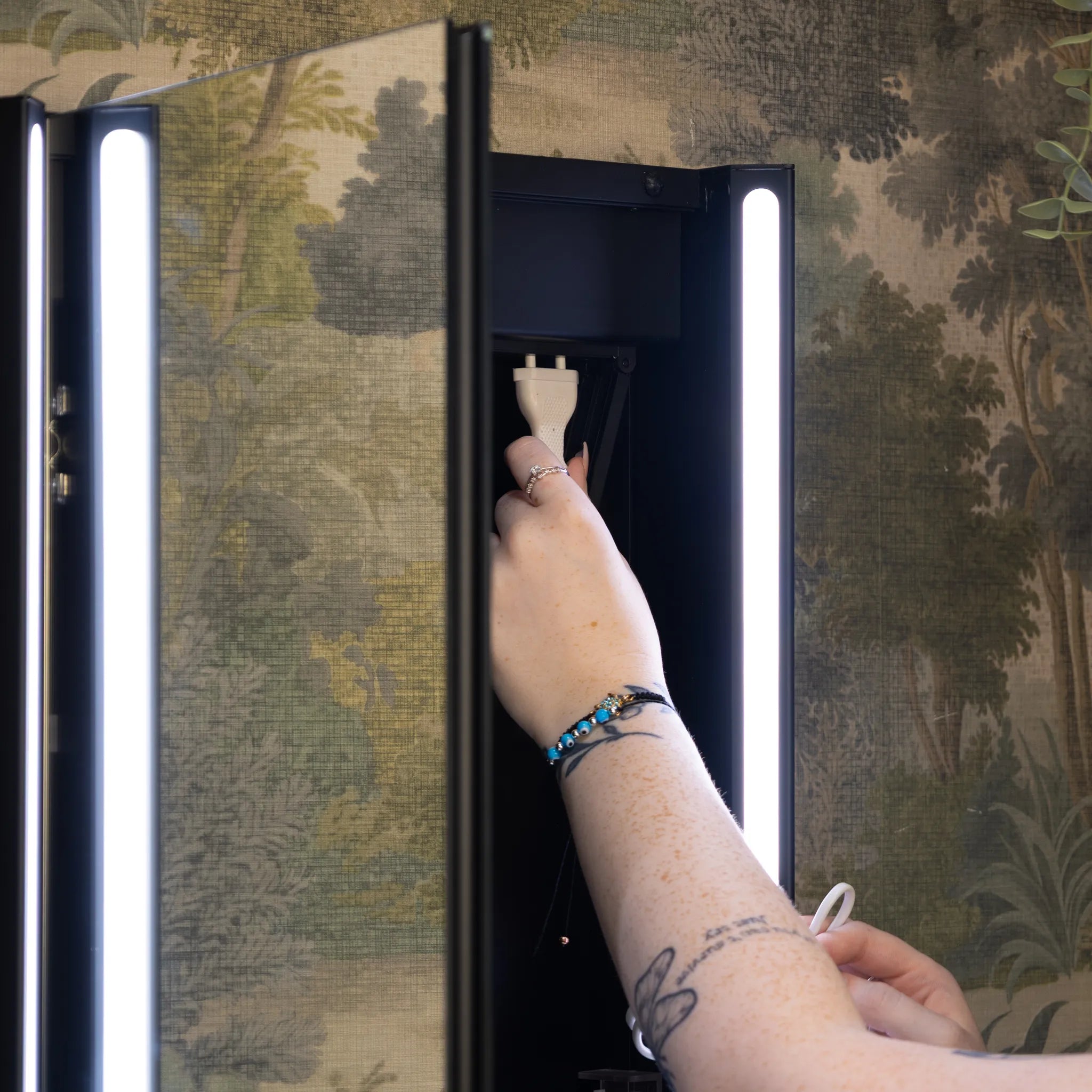 Titan Matt Black LED Rectangular Bathroom Mirror Cabinet 500 x 700mm