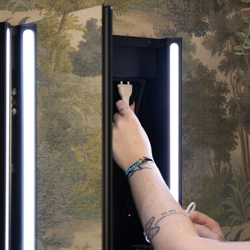 Titan Matt Black LED Rectangular Bathroom Mirror Cabinet 500 x 700mm