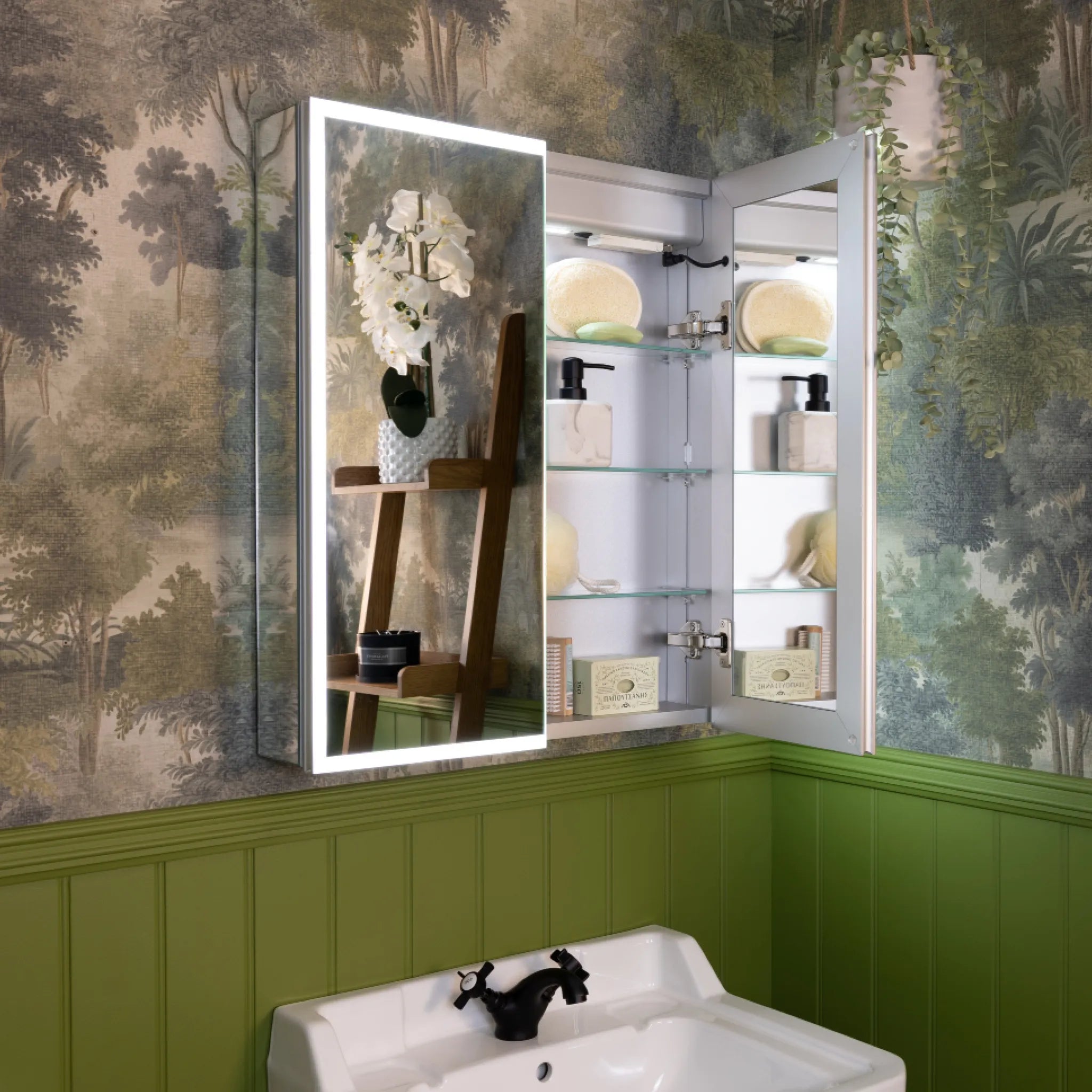 Luma Double Door LED Recessed Bathroom Mirror Cabinet 600 x 700mm