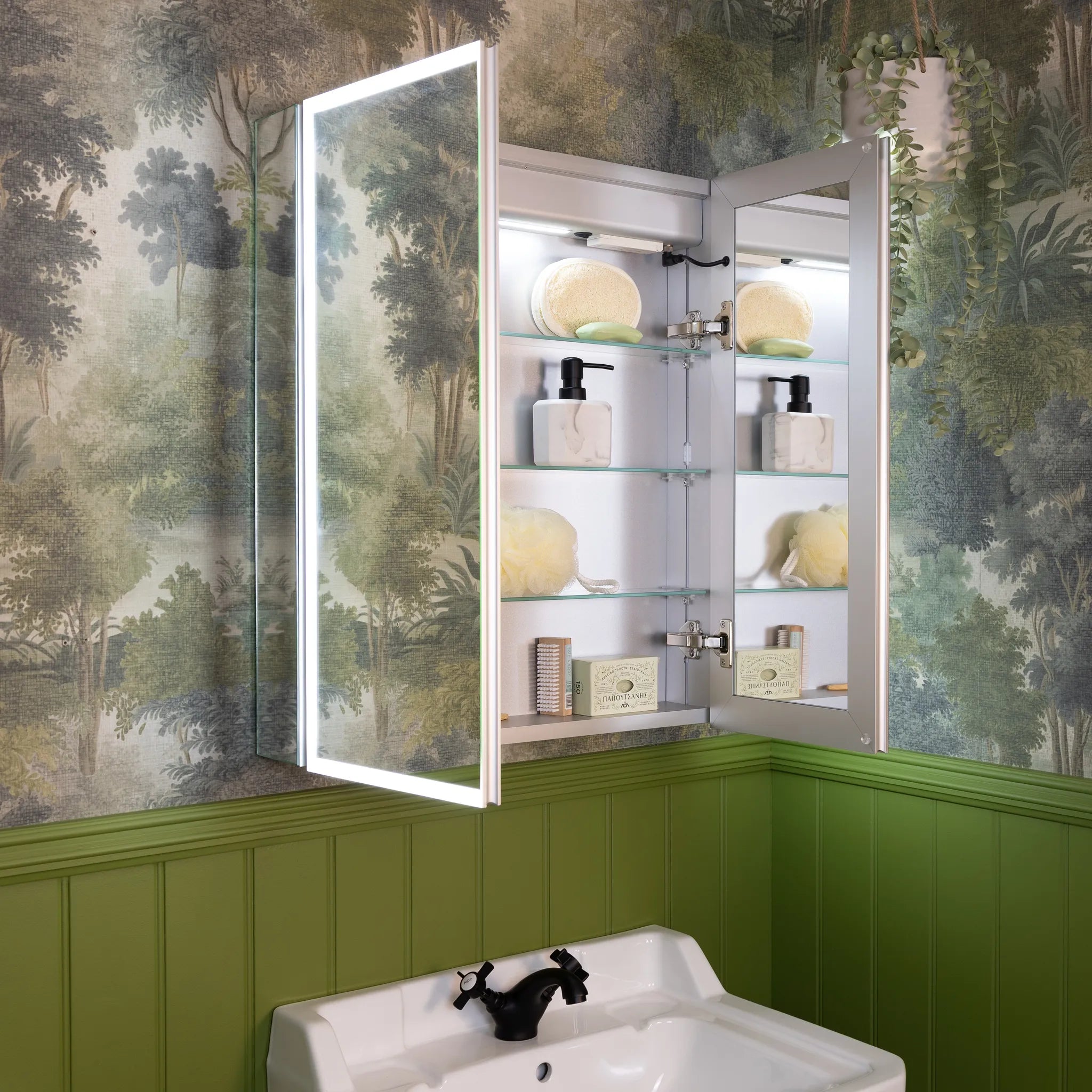 Luma Double Door LED Recessed Bathroom Mirror Cabinet 600 x 700mm