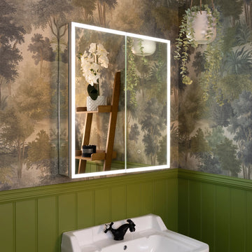 Luma Double Door LED Recessed Bathroom Mirror Cabinet 600 x 700mm
