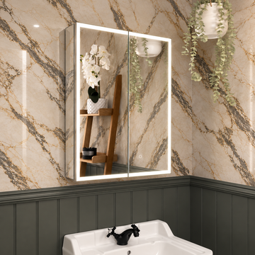 Luma Double Door LED Recessed Bathroom Mirror Cabinet 600 x 700mm