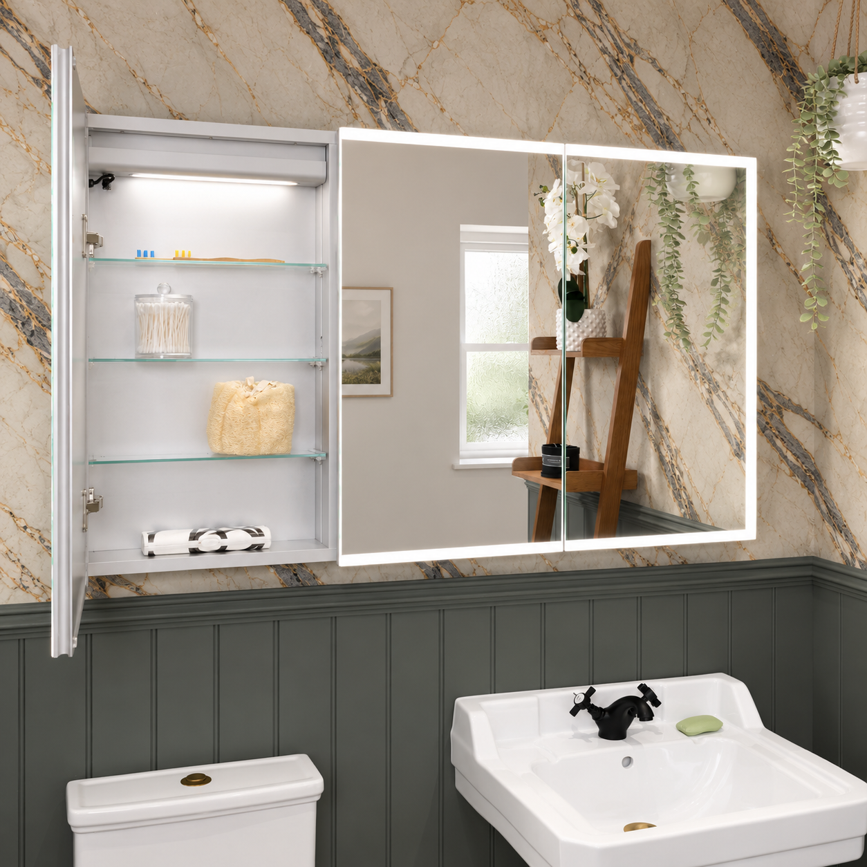 Luma Triple Door LED Recessed Bathroom Mirror Cabinet 1200 x 700mm