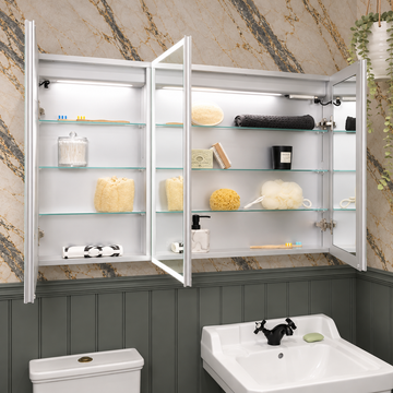 Luma Triple Door LED Recessed Bathroom Mirror Cabinet 1200 x 700mm