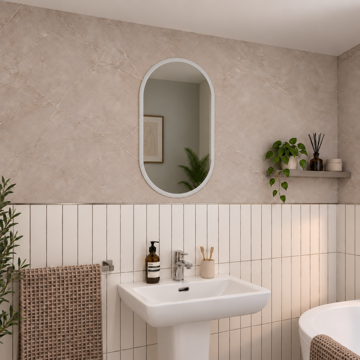 Cypress Pill Battery LED Bathroom Mirror 600 x 400mm