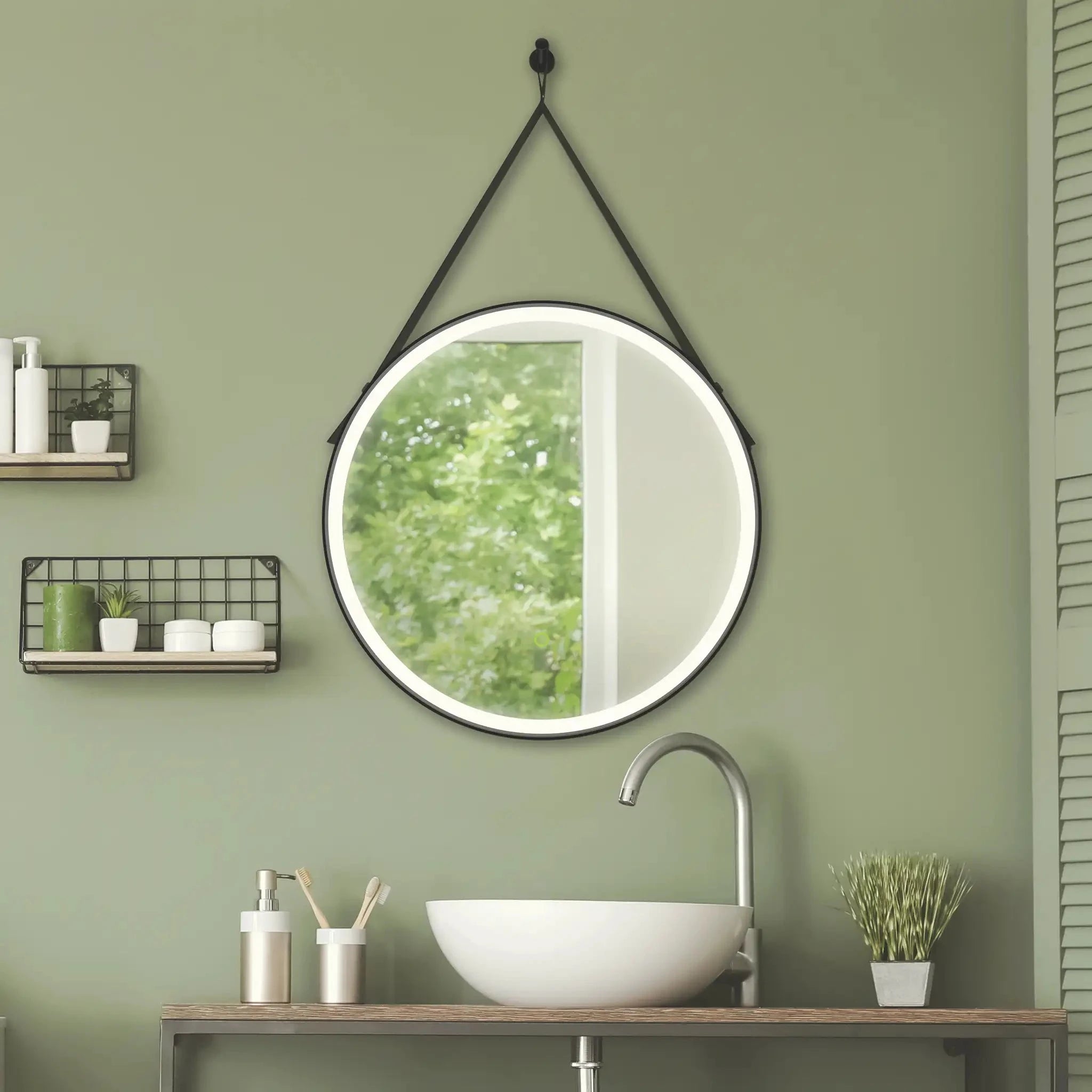 Belt LED Bathroom Mirror 600x 600 Black Bathroom Mirror
