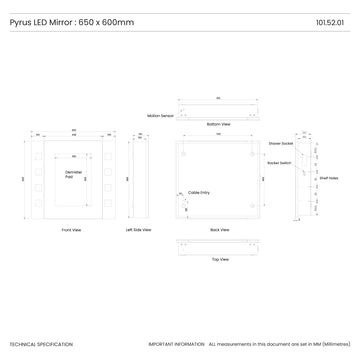 Pyrus 650x600mm LED Bathroom Mirror Cabinet