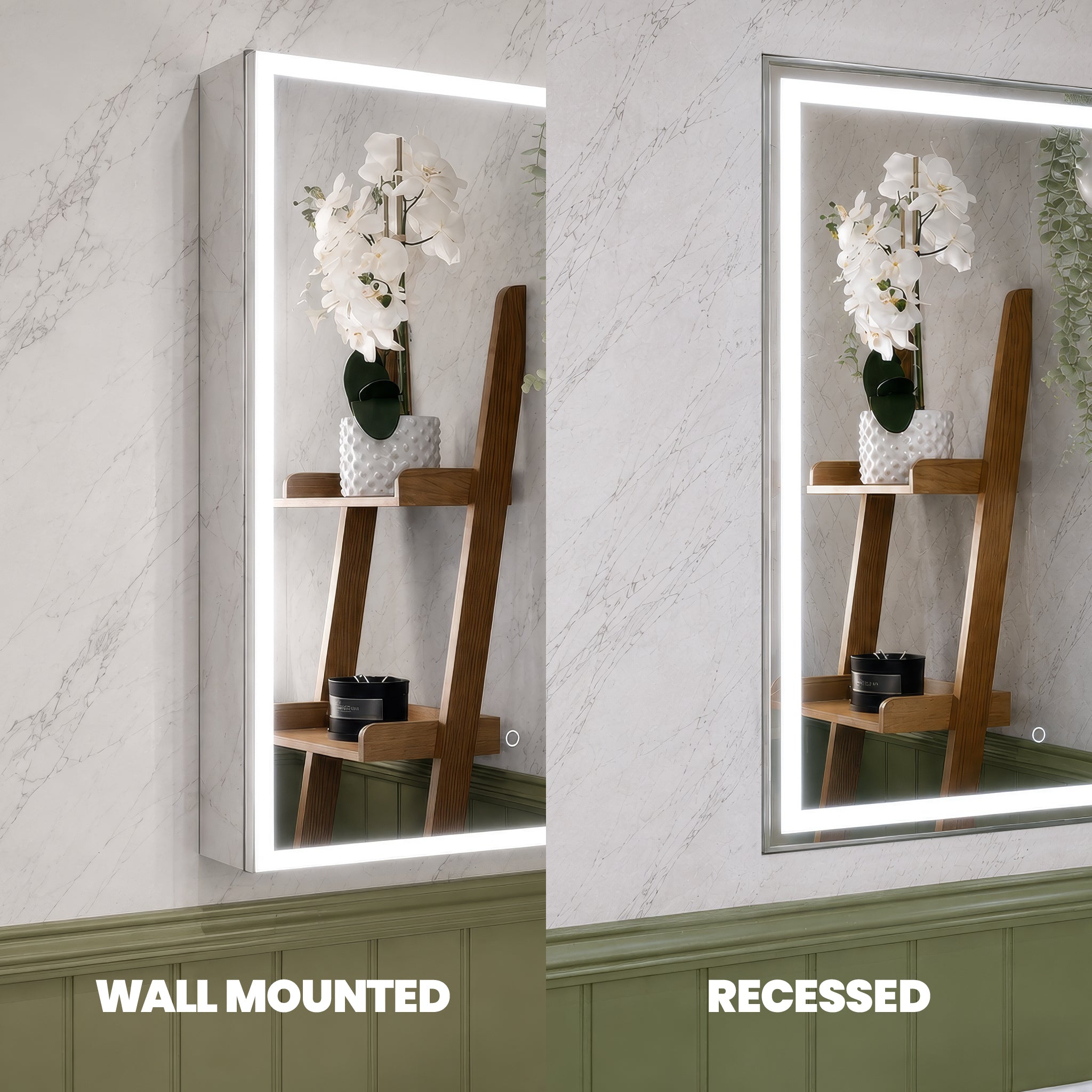 Luma Triple Door LED Recessed Bathroom Mirror Cabinet 1200 x 700mm